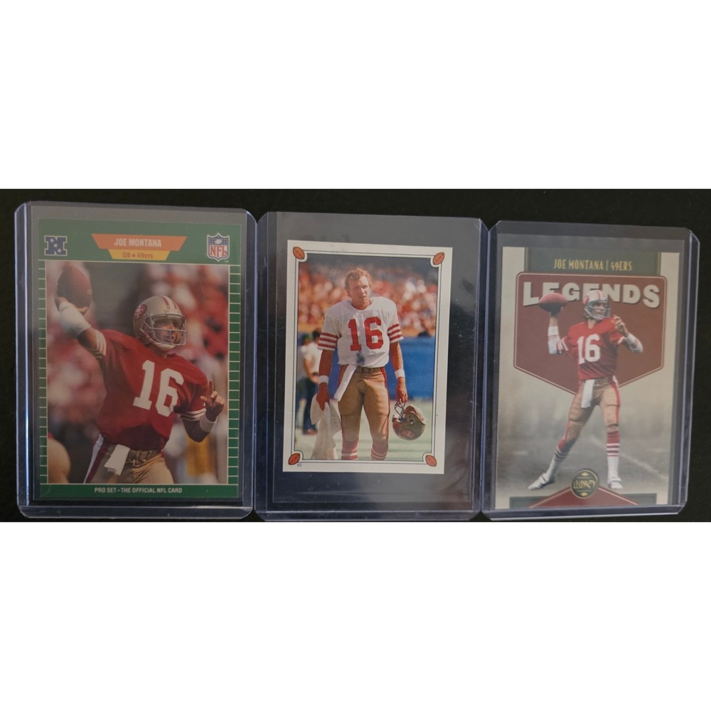 Joe‎ Montana 49ers Football Cards Lot of 3 Pro Set Topps Legends NFL QB